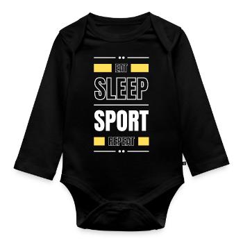manger le sommeil sport répéter l’idée cadeau en disant gym - Body Bébé bio manches longues - noir - Devant
