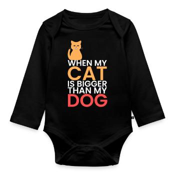 meine Katze ist größer als Hunde - Baby Bio-Langarm-Body - Schwarz - Vorne