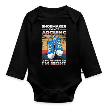 Schuhmacher Beruf Humor Schusterin - Baby Bio-Langarm-Body - Schwarz - Vorne