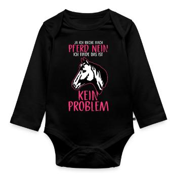 Ja Ich Rieche Nach Pferd Reiten Reitsport Reiter - Baby Bio-Langarm-Body - Schwarz - Vorne
