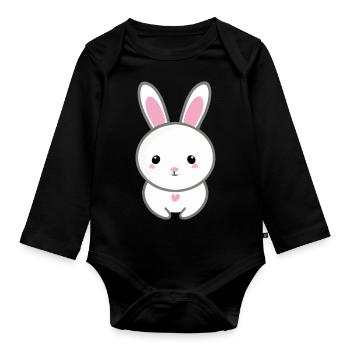 Lapin mignon - Body Bébé bio manches longues - noir - Devant
