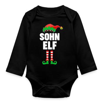Weinachten Weihnachtself Sohn Elf Elfen - Baby Bio-Langarm-Body - Schwarz - Vorne