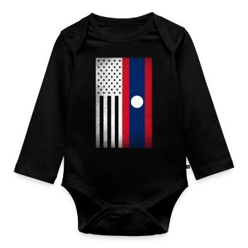 Laos Design für stolze laotische Amerikaner - Baby Bio-Langarm-Body - Schwarz - Vorne