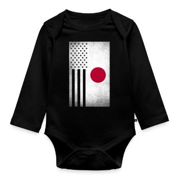 Japan Design für stolze japanische Amerikaner - Baby Bio-Langarm-Body - Schwarz - Vorne