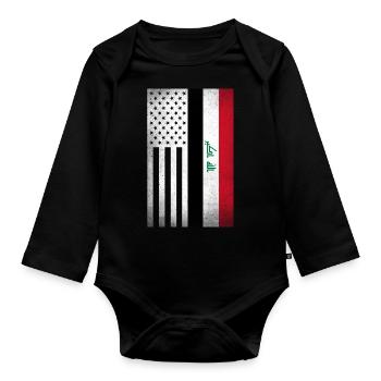 Irak-Design für stolze irakische Amerikaner - Baby Bio-Langarm-Body - Schwarz - Vorne