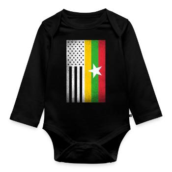 Myanmar Design für stolze burmesische Amerikaner - Baby Bio-Langarm-Body - Schwarz - Vorne