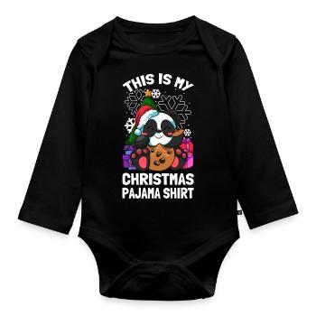 Ceci est ma chemise de pyjama de Noël Weihnachten - Body Bébé bio manches longues - noir - Devant