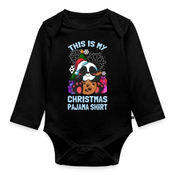 Ceci est ma chemise de pyjama de Noël Weihnachten - Body Bébé bio manches longues - noir - Devant