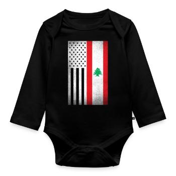 Libanon Design für stolze libanesische Amerikaner - Baby Bio-Langarm-Body - Schwarz - Vorne