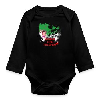 femmes liberté de vie,iran,liberté de vie des femmes - Body Bébé bio manches longues - noir - Devant