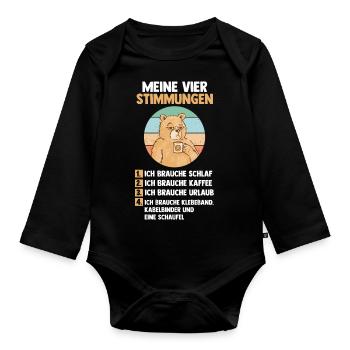 Bär Meine Vier Stimmungen - Baby Bio-Langarm-Body - Schwarz - Vorne