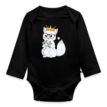 Cute arctic fox - Organic Longsleeve Baby Bodysuit - black - Front