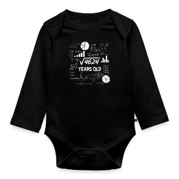 Square Root of 4624 | 68 Birthday Math 68 Years - Organic Longsleeve Baby Bodysuit - black - Front