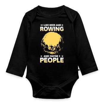 Boot Achter Rudermannschaft - Baby Bio-Langarm-Body - Schwarz - Vorne