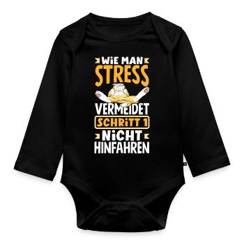 Avoid stress Don't go there Colleague Faulenzer - Organic Longsleeve Baby Bodysuit - black - Front