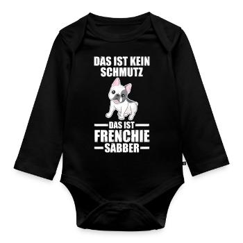 Hund Frenchie - Baby Bio-Langarm-Body - Schwarz - Vorne