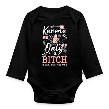 Karma Meditation Sarcasm Life - Organic Longsleeve Baby Bodysuit - black - Front