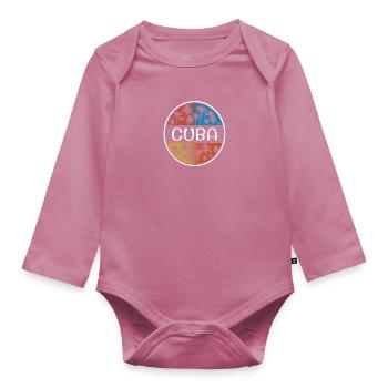 Cuba Vacances élégantes Souvenir Palmier - Body Bébé bio manches longues - mauve - Devant