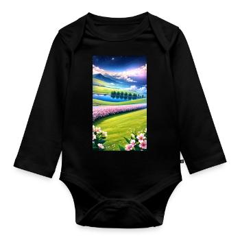 Landscape with 4 Areas, Generative AI - Organic Longsleeve Baby Bodysuit - black - Front