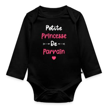 Petite princesse de parrain - Body Bébé bio manches longues - noir - Devant