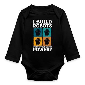 Android Electrique Cyborg - Body Bébé bio manches longues - noir - Devant