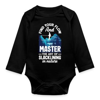 Find your flow and master the art of slacklining - Organic Longsleeve Baby Bodysuit - black - Front