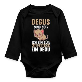 Degu sind süß ich bin süß also bin ich ein Degu - Baby Bio-Langarm-Body - Schwarz - Vorne