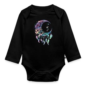 Dream Catcher, Moon, Wicca, Gothic, Tarot, Tribal - Organic Longsleeve Baby Bodysuit - black - Front