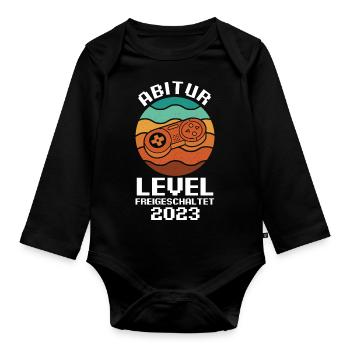 Abiturienten Abschluss Gamer Zocker 2023 Abitur - Baby Bio-Langarm-Body - Schwarz - Vorne