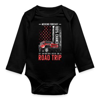 Road trip camping New world car - Organic Longsleeve Baby Bodysuit - black - Front