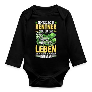 Endlich Rentner Zeit das Leben auf vier Rädern zu - Baby Bio-Langarm-Body - Schwarz - Vorne