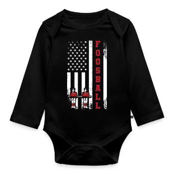 Baby-foot américain Fan de football Cool USA Flag - Body Bébé bio manches longues - noir - Devant