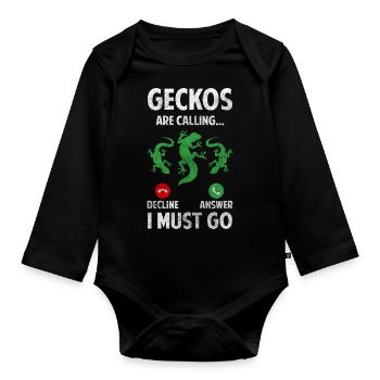 Reptile Tropical Animal Lizard Lover - Organic Longsleeve Baby Bodysuit - black - Front