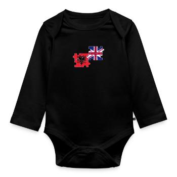 Albania British flag British Albanian - Organic Longsleeve Baby Bodysuit - black - Front