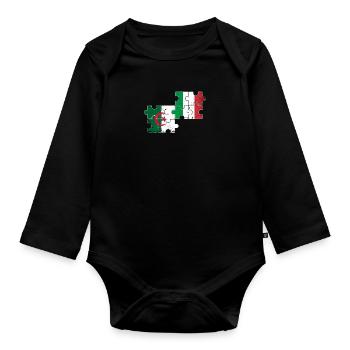 Algérie Italie Drapeau Italien Algérien - Body Bébé bio manches longues - noir - Devant