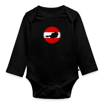 Austria Map Austrian flag - Organic Longsleeve Baby Bodysuit - black - Front