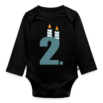 2. Geburtstag - Baby Bio-Langarm-Body - Schwarz - Vorne