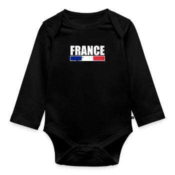 France France Drapeau français Français - Body Bébé bio manches longues - noir - Devant
