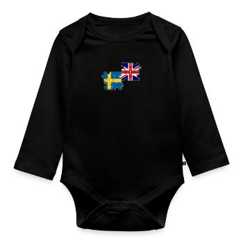 Suède Drapeau du Royaume-Uni Suédois britannique - Body Bébé bio manches longues - noir - Devant