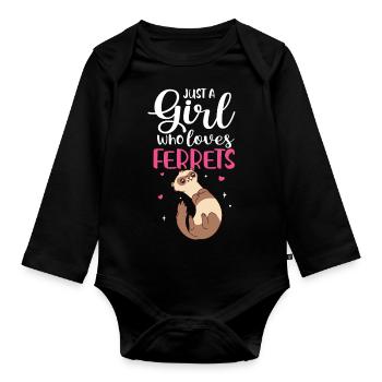 Cute Women Weasel juste une fille qui aime les furets - Body Bébé bio manches longues - noir - Devant