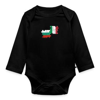 Bulgarien Italien Vintage Flagge Bulgare - Baby Bio-Langarm-Body - Schwarz - Vorne