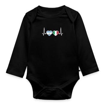 Argentinien Italien Herzschlag Flagge Argentinier - Baby Bio-Langarm-Body - Schwarz - Vorne