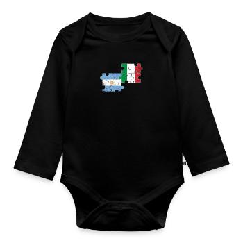 Argentinien Italien Vintage Flagge Argentinier - Baby Bio-Langarm-Body - Schwarz - Vorne