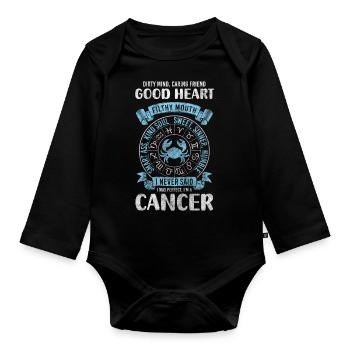 Cancer Zodiac Birthday July - Organic Longsleeve Baby Bodysuit - black - Front