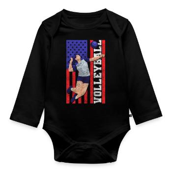 Volleyball team player - Organic Longsleeve Baby Bodysuit - black - Front