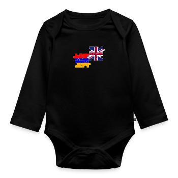 Arménie Drapeau du Royaume-Uni Arménien britannique - Body Bébé bio manches longues - noir - Devant