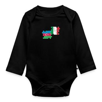 Azerbaïdjan Italie drapeau - Body Bébé bio manches longues - noir - Devant