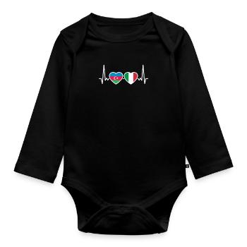 Azerbaïdjan Italie Heartbeat Flag - Body Bébé bio manches longues - noir - Devant