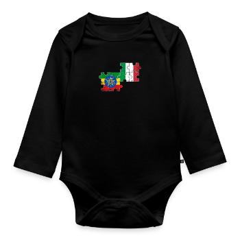 Ethiopia Italy Vintage Flag Ethiopian - Organic Longsleeve Baby Bodysuit - black - Front