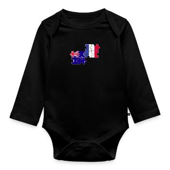 Australia France Flag Australian - Organic Longsleeve Baby Bodysuit - black - Front